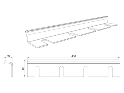 KÜLSŐ FÉMRÁCS "UP" TALPASPOHÁR TARTÓ 430x40x80MM FEKETE
