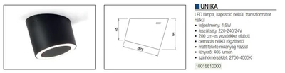 LED VILÁGÍTÁS UNIKA 4.5W 2700-4000K 24V DC D=75mm FEKETE