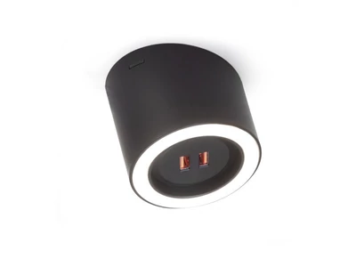 LED VILÁGÍTÁS UNIKA 4.5W 2700-4000K 24V DC D=75mm DUPLA USB PORTTAL (MAX. 24.5W) FEKETE