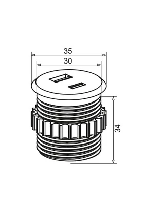 VILÁGÍTÁSTECHNIKAI KIEGÉSZÍTŐ SM-716B BEÉPÍTHETŐ USB TÖLTŐ USB-A + USB-C (5V/3A) D=35MM FEKETE