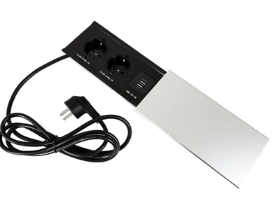 IRODABÚTOR TARTOZÉKOK KONNEKTOR ELOSZTÓ MODULBOX III - 2x230V + 1xUSB (5V/2A) ALUMÍNIUM