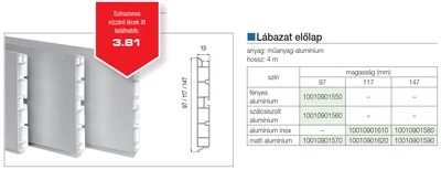 Forest LÁBAZATELEM ELŐLAP H: 150 mm L: 4 fm ALUMÍNIUM INOX - 10010901580