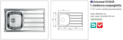 Forest CM MOSOGATÓ UNIVERSAL 1 MEDENCE+CSEPEGTETŐ 860x500mm ACÉL - 10012130120