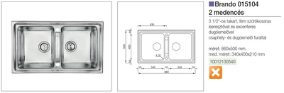 Forest CM MOSOGATÓ BRANDO 2 MEDENCE 860x500mm ACÉL - 10012130540