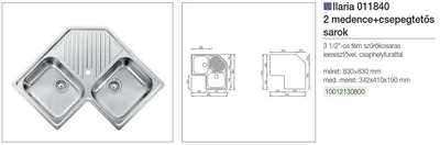 Forest CM MOSOGATÓ ILARIA 2 MEDENCE SAROK 830x830mm ACÉL - 10012130800