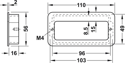 155.00.565 Fogantyú tolóajtó matt króm 110x56mm