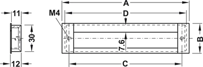 155.01.131 Fogantyú tolóajtó 143x34mm alumínium