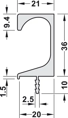 155.01.150 Fogantyú alumínium 2500mm Profil: 