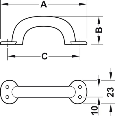 155.01.633 Merev fogantyú króm 115x31mm