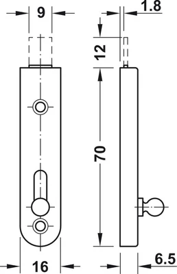 251.01.124 Tolózár 70mm egyenes króm