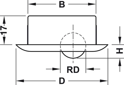 661.04.340 Bútorgörgő süllyeszthető 54/15mm gumis